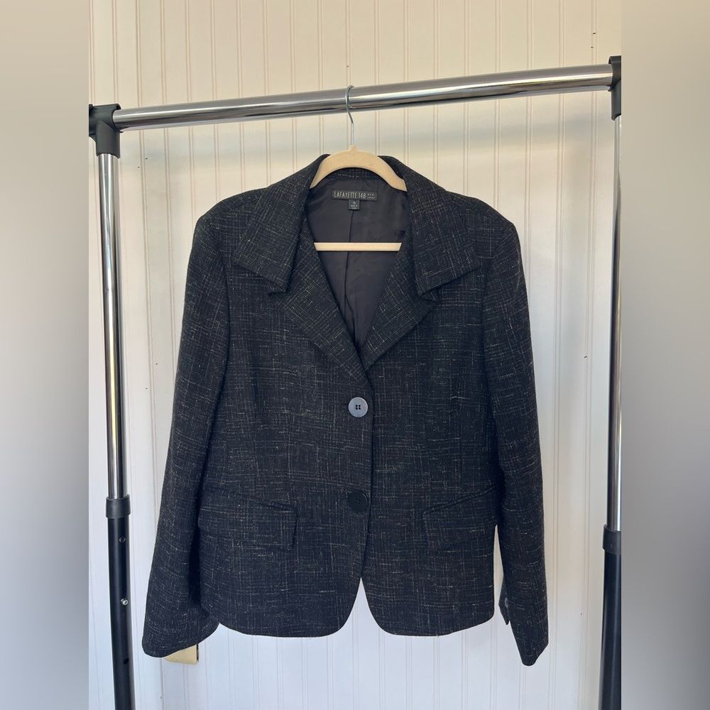 Lafayette 148 New York Black textured wool/linen/alpaca Women's Blazer